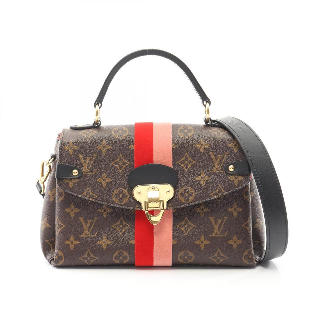 Louis Vuitton Georges Coquelicot Red Peche Handbag Brown Multicolor